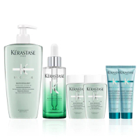 【KERASTASE 巴黎卡詩】胺基酸平衡舒緩髮浴500ml+極酵平衡頭皮精華90ml(大容量頭皮調理組)