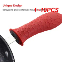 1~10PCS Silicone Handle Cover Honeycomb Hot Handle Holder Potholder For Cast Iron Skillets Pans Grip Sleeve Cover Pots Pans