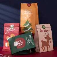 6pcs Lot Christmas Paper Gift Bags Big Kraft Paper Santa Claus Bag Christmas Decorations New Year Packaging Party Decor Supplies