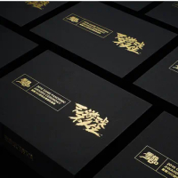 200/500pcs Customized Logo Business Cards Printed On 500gsm Uncoated Black Paper Foil On Double Sided Name Card (Matte Gold)