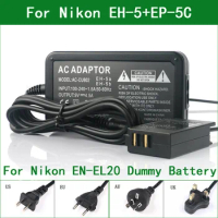 EH-5 + EP-5C DC Coupler EN-EL20 Dummy Battery AC Power Adapter For Nikon 1J1 1J2 1J3 1S1 1AW1 1V3 P1000