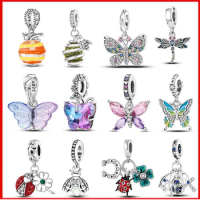 Dragonfly Butterfly Ladybug Pendant Charms Bee Firefly Beads 925 Sterling Silver For Original Bracelet Bangle Jewelry Making