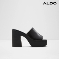 【ALDO】MAYSEE-時尚真皮高跟厚底露趾穆勒鞋-女鞋(黑色)