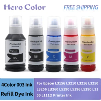 4Color 003 Ink Refill Dye Ink Compatible For Epson L3156 L3210 L3216 L3250 L3256 L3260 L5190 L5196 L5290 L3150 L1110 Printer Ink
