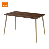 【特力屋】組合 萊特長型桌板胡桃木色+實木桌腳橡木色