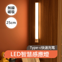 朗美科 自動LED人體感應燈 磁吸式 USB充電 夜燈 護眼檯燈(25cm 臥室/櫥櫃/衣櫃/樓梯/壁燈)