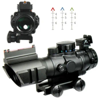 4X Riflescope Optics Scope with red fiber optic sight For Hunting Gun Rifle Airsoft Sniper Magnifier