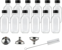 12 Pack 2 oz Glass Shot Bottles with CapsClear Round Small Glass Ginger Shot Bottles With Lids 60ml