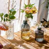 花瓶 花器 小口迷你花瓶復古玻璃歐式辦公室花器香薰瓶幹花插花水培客廳