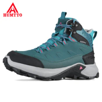 HUMTTO Leather Climbing Hunting Trekking Boots Waterproof Sport Hiking Shoes Women Breathable Outdoor Mountain Tactical Sneakers