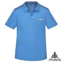 【ATUNAS 歐都納】男款POLARTEC POWER DRY短袖POLO衫A1PS2501M藍/抗臭/透氣/銀離子