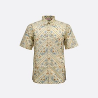 Batik Keris Kemeja Batik Relaxed Fit Lengan Pendek Motif Gala Lampung S Krem