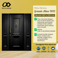 Pintu Aluminium ALPHAMAX Grande Alton Full Panel 2 Ornamen Klasik Pull Handle Vertikal - Horizontal 