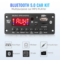 2*25W 50W Amplifier 12V MP3 Player Decoder Board Bluetooth 5.0 Car FM Radio Module TF USB AUX WMA Player Decoder Handsfree