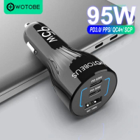 WOTOBE 95W 3-Port USB C Car Charger Fast Charging PD 65W PPS 45W Type C USB QC3.0 For Laptop Tablet For iPhone 14 Samsung Galaxy