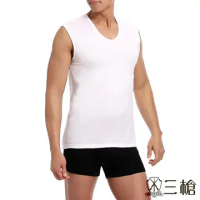三槍牌 時尚精典型男金絲棉寬肩背心2件組(白M-XL)-XL