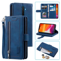 9 Cards Wallet Case for Realme X2 Pro Case Card Slot Zipper Flip Folio with Wrist Strap Carnival for OPPO Reno ACE Cover