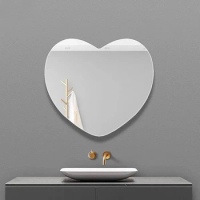 Simple Entrance Heart-shaped Acrylic Mirror Bathroom HD Mirror Wall Decoration Wall Sticker Wardrobe Door Mirror Wall Sticker