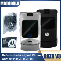 RAZR V3 Phone Refurbished-Original MOTOROLA Unlocked Clamshell Bluetooth Mobile Phone GSM 850/900/1800/1900 USB Charge