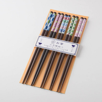 日本製 染竹小紋木筷 天然竹 日式餐具 高質感 木筷套組 五雙組 筷子
