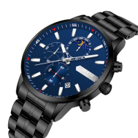 NIBOSI Men Wathes Top Brand Chronograph Wristwatch Waterproof Stainless Steel