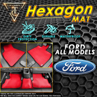 Top Carpet [ FORD ] Hexagon Rubber Mat For FORD RANGER T6 T7 T9, FIESTA, Karpet Kereta, Pvc Car Carp