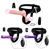 Double Penis Realistic Dildo Vibrator Strapon Ultra Elastic Harness Belt Strap On Big Dildo Adult Sex Toys for Woman Lesbian