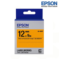 EPSON LK-4DBF 螢光橘底黑字 標籤帶 螢光系列 (寬度12mm) 標籤貼紙 S654416
