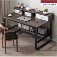 臺式電腦桌(100cm黑胡桃色）