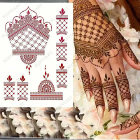 Miếng Dán Henna, Màu Nâu, Không Thấm Nước, Hình Xăm Henna Cho Tay, Hình Xăm Giả Cho Phụ Nữ, Nghệ Thu