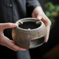 窯變鎏金粗陶溫茶爐蠟燭加熱底座日式復古家用茶壺保溫酒精燈加熱