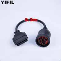 9 Pin To 16 Pin Truck Cable J1939 9 Way to OBDII/OBD2 16 Way Female Diagnosctic Tool Cable Connector Deutsch J1939