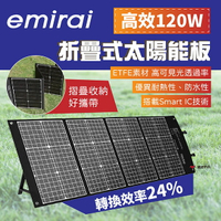 【eMIRAI】高效120W折疊式太陽能板 EMRS120 內建PD45W/QC3.0/DC快充輸出 充電板 悠遊戶外