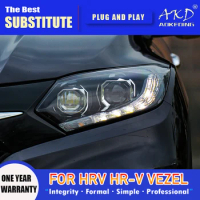 AKD Head Lamp for Honda HR-V LED Headlight 2015-2019 Headlights HRV Vezel DRL Turn Signal High Beam Angel Eye Projector Lens