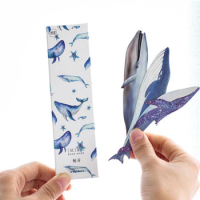 30pcs/pack cute cartoon blue whale paper bookmark kawaii school stationery kids gift page holder reminder label stationery