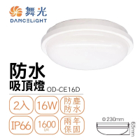 DanceLight 舞光 2入組 LED 16W 防水吸頂燈 2-3坪(整燈IP66防水防塵)