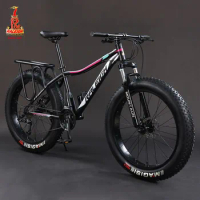 26 inch 24 inch Mountain Bike Fat Tires Gravel Bicycle Beach Bike Snowmobile Bicycle 4.0 Fat Tires MTB Fat Mountain Bicycle