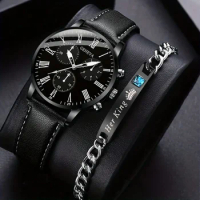 1pc Bracelet/1pc Alloy Men's Quartz Watch &amp; 1pc Bracelet Men's Watch Set, Ideal choice for Gifts