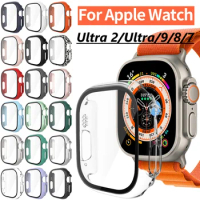 Glass+Case for Apple Watch Series 7/8/9 41mm 45mm Screen Protector 44mm40mm Bumper for iWatch Ultra/Ultra2 49mm Protective Cover