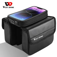 WEST BIKING Waterproof Bicycle Front Frame Bag Double Pouch &amp; 7.2 Inch Phone Touch Screen Bag Cycling Travel MTB Top Tube Bag