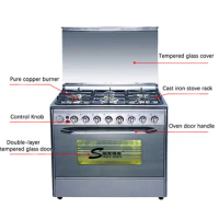 Hot selling 6 burners stove with oven and grilled four cuisinere standing gas cooker with oven 36 inch cooking range with oven