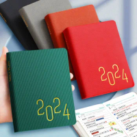 PU Leather 2024 Agenda Book New Stationery B6 Daily Weekly Planner 365 Days Journal Notepads