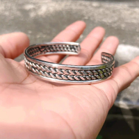 Gelang Bangle Pria Tulang Naga Original Titanium Stainless Steel Silver Anti Karat & Anti Iritasi Ak