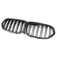 Dry Carbon Fiber Grill Front Bumper Double Slat Kidney M Style Grille For 19-22 BMW F48 X1