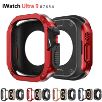 2 in 1 Case for Apple Watch Series 9/8/7/SE/6/5/4 Ultra 41mm 45mm 40mm 44mm 49mm TPU + PC Shockproof Protector Bumper for iwatch