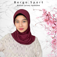 Bergo Sport Jersey Kerudung Instan Wanita Muslim Santai Sporty Nyaman Lembut Panjang Standar Sekolah