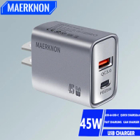 45W PD GaN Charger Quick Charge USB Type C Fast Charging EU/US Plug Wall Charger For iPhone Xiaomi Samsung Phone Charger Adapter