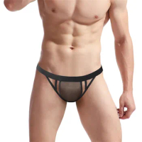 Mens Underwear Sexy Hollow Thong Underpants Mesh Cotton Sexy Breathable Underwear Comfortable Briefs Men Men'S Sexy Underwear