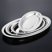 304不銹鋼魚盤加厚盤子圓盤菜盤創意家用新款橢圓形蒸魚盤小碟子