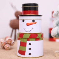 20Sets Snowman Tin Box Round Christmas Candy Biscuit Storage Boxes Christmas Gift Decoration Santa Gift Boxes 3pcs/set